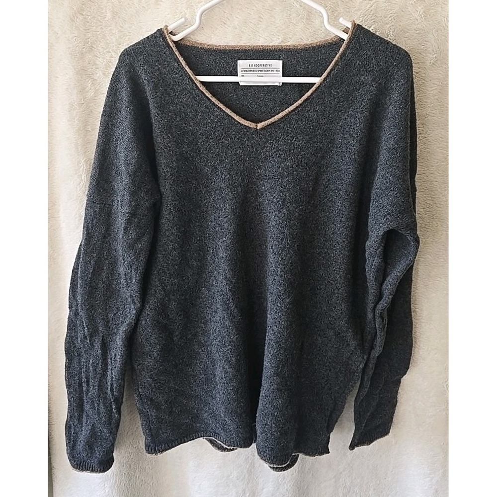 REI Cooperative 100% Lambs Wool V-Neck Pullover‎ Grey Sweater Size Large